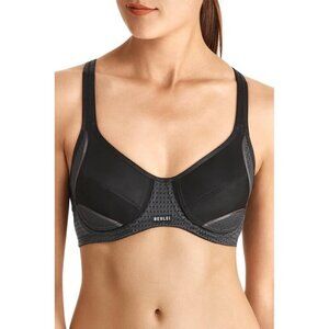 Berlei 32C Sports Bra Black Gray Electrify Underwire High Impact Mesh Lined YYN7
